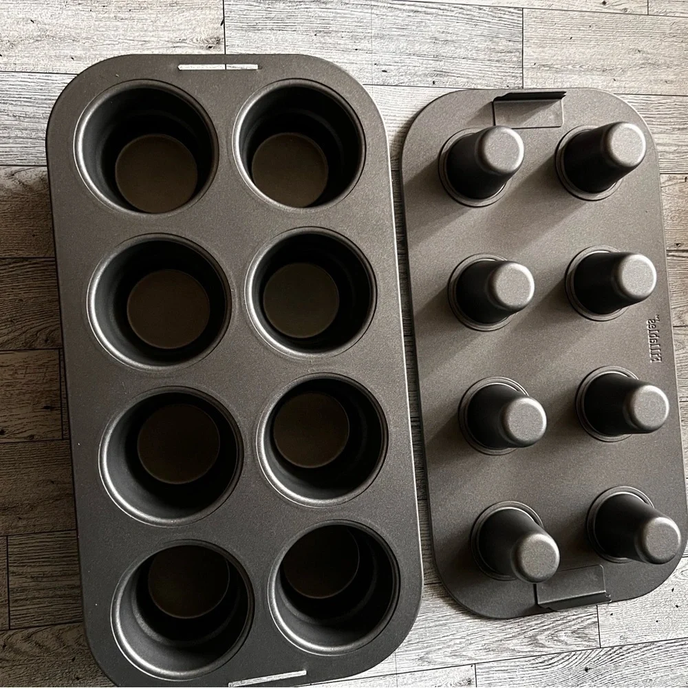 2 Piece Large Cup Cake Cone Pan 8 Cup Fillables  Bake Fill & Serve Nonstick